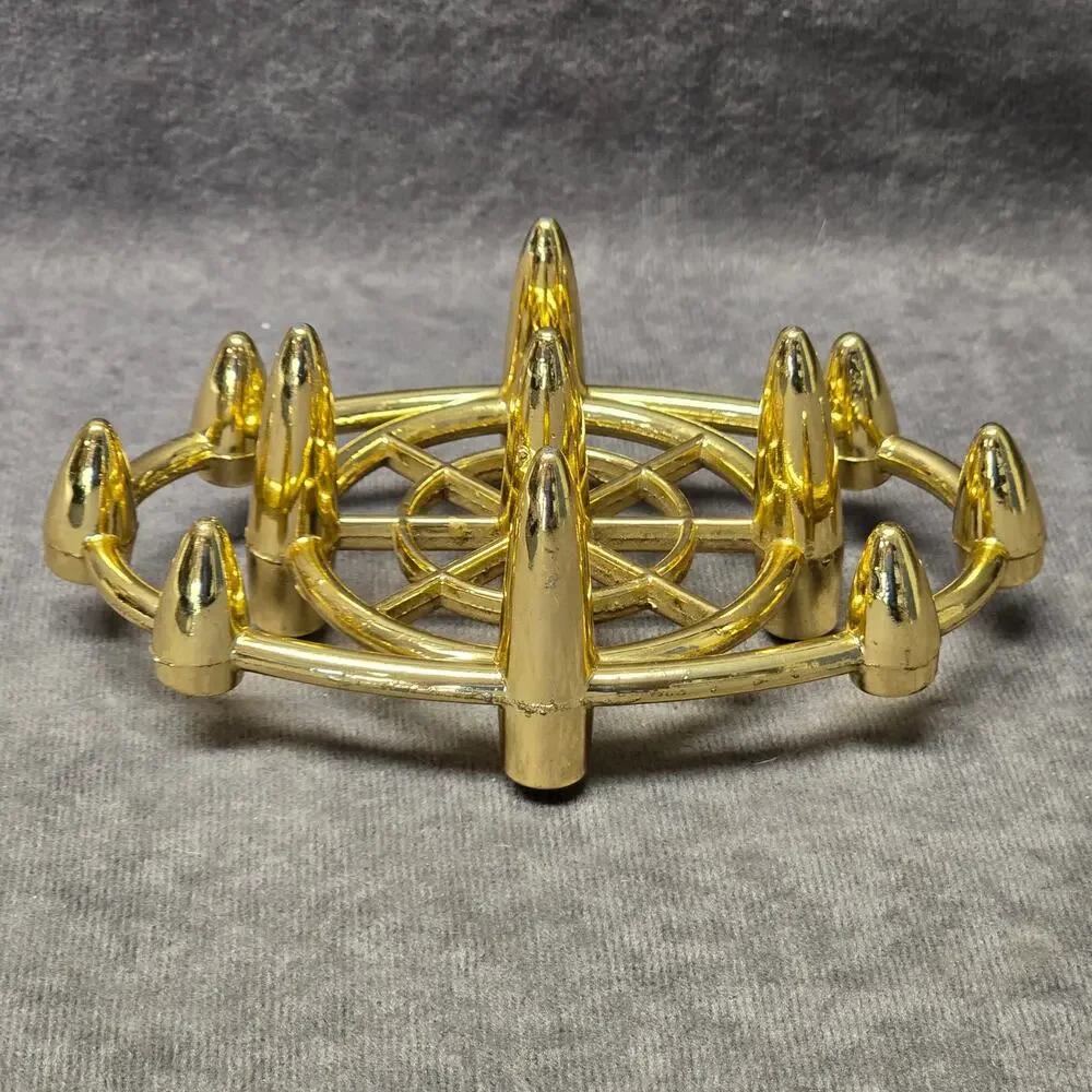 Mid Century Atomic Bullet Style Gold Metal Taper Candle / Pen Holder Faux Brass